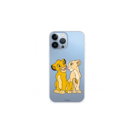 Funda para iPhone 13 Pro Max Oficial de Disney Simba y Nala Silueta - El Rey León
