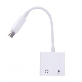 Adaptador Doble V8/Mini Jack a Tipo C Blanco