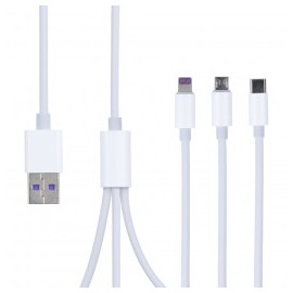 Cable 3 en 1 Micro USB, USB tipo C, Lightning a USB